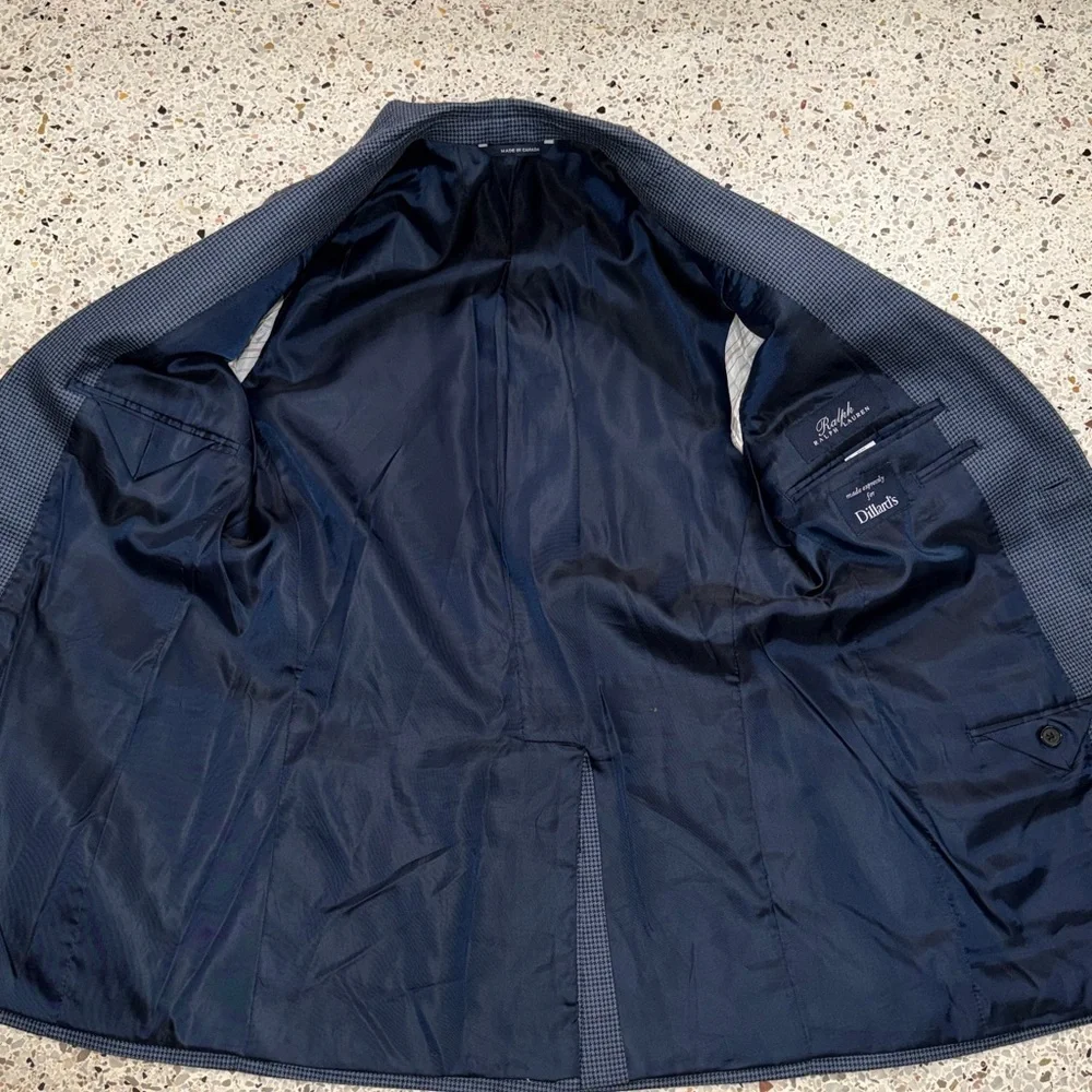 Ralph Lauren silk wool blend blazer jacket navy blue Dillards 36R sports coat